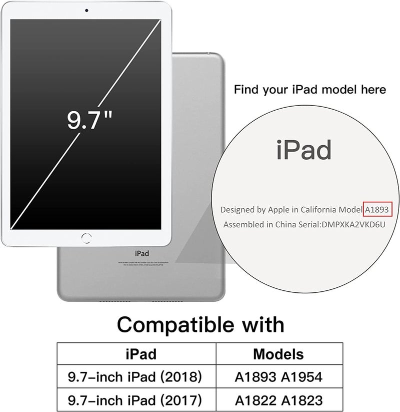 ProElite 360 Rotatable Smart Flip Case Cover for Apple iPad 9.7 inch 2018/2017 5th/6th Generation Air 1 Air 2 with Stylus Pen, Black - Image 2