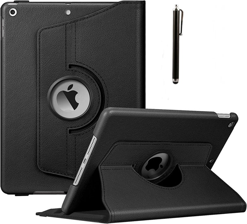 ProElite 360 Rotatable Smart Flip Case Cover for Apple iPad 9.7 inch 2018/2017 5th/6th Generation Air 1 Air 2 with Stylus Pen, Black - Image 1