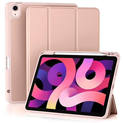 Akkerds Compatible with iPad Air 11 Inch Case 7th/6th Generation (M3/M2) 2025/2024, for iPad Air 5th/4th Generation Case 10.9 Inch 2022/2020 with Pencil Holder[Auto Sleep/Wake], Rose Pink - Image 1