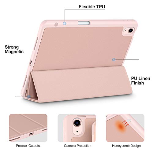 Akkerds Compatible with iPad Air 11 Inch Case 7th/6th Generation (M3/M2) 2025/2024, for iPad Air 5th/4th Generation Case 10.9 Inch 2022/2020 with Pencil Holder[Auto Sleep/Wake], Rose Pink - Image 3