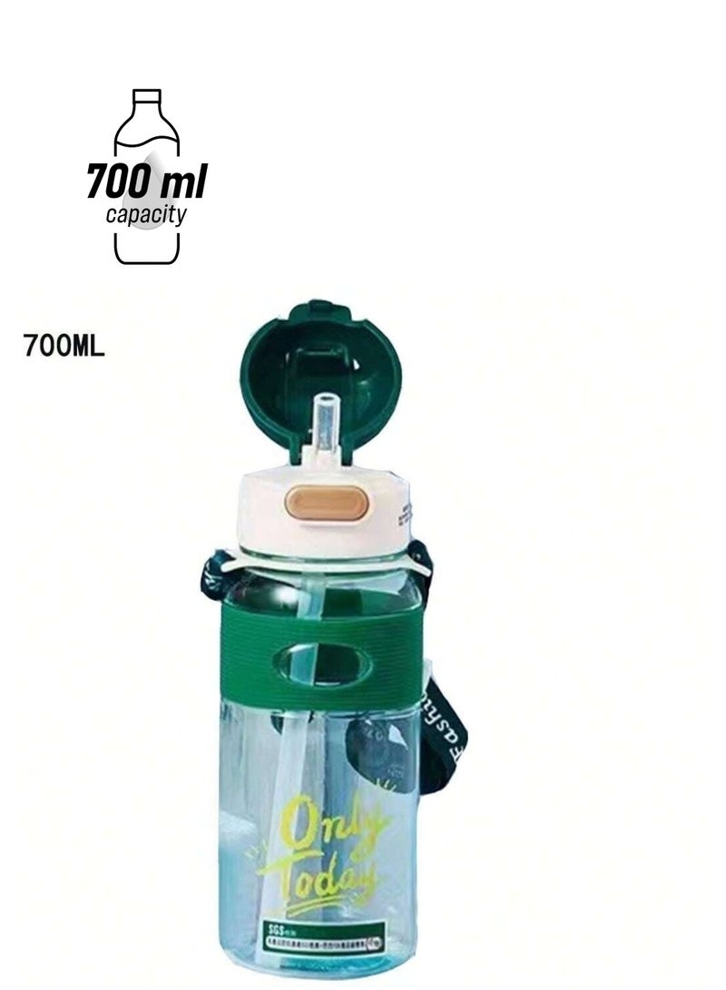 Kids Water Bottle with Straw – 700ML, BPA Free, Leakproof – Flip Lid, Easy Sip Straw, Portable with Strap – Durable Water Bottle for Boys & Girls – Ideal for School, Sports, and Travel - Image 1