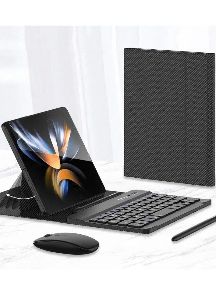 General Wireless Keyboard and Mouse Compatible with Samsung Galaxy Z Fold 5/6, Bluetooth Keyboard Wirelessly Connects with Leather Cover and Pen for Galaxy Z Fold 5/6 