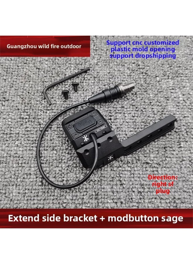 Generic - [M300/600 Flashlight Side Bracket Guide] 45-degree Side Flashlight Base Tactical Flashlight Modification-Color:Yr147+yr358-black-right [base And Mouse Tail Function] - Image 1