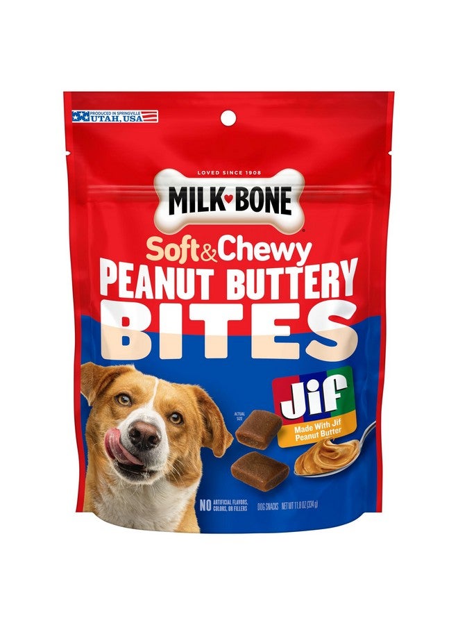 ميلك-بون ميلك بون - قطع زبدة الفول السوداني الطرية للكلاب مع زبدة الفول السوداني من جيف، كيس 11.8 أونصة - Image 1