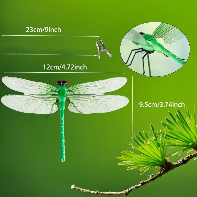 PCTC 8 PCS Fake Dragonfly Clips,3D Outdoor Dragon Fly Decor Clip on Dragonfly for Bugs Dragonfly Garden Stakes Gardening Decoration Insert Plaque Yard Ornaments Outdoors - Image 4