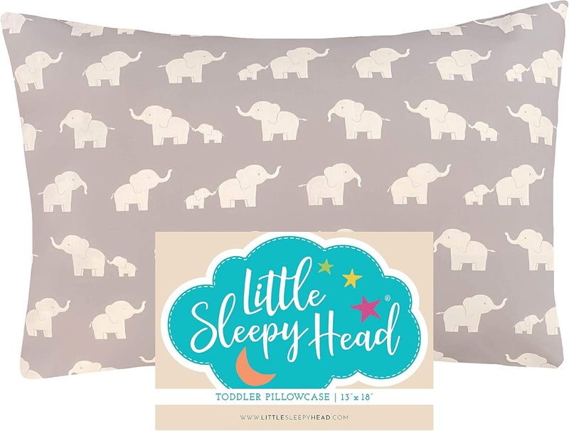 Little Sleepy Head Happy Elephants Toddler Pillowcase - Image 1