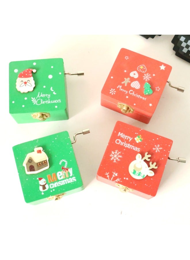 Loquat Gift Creative Hand Music Box Wooden Student School Activity Gift Supply-Color:Santa Claus - Image 2