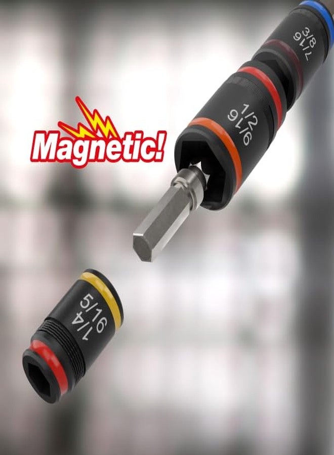 مالكو طقم مقابس مالكو MTS2A 7 في 1 C-RHEX® Flip-Bit برموز ملونة، بأحجام 1/4-5/16، 3/8-7/16، 1/2-9/16، قابل للتنظيف، وقابل للعكس، وقابل للتكديس. مغناطيس قوي، مقاوم للصدمات. (رقم 2 روبرتسون (مربع)) - Image 4
