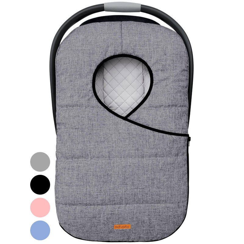 liuliuby Winter Carseat Covers for Baby | Infant Car Seat Cover Baby | Doona Accessories | Warm & Thick Fleece Canopy for Infant & New Born Cold Weather (Gray) - Image 1