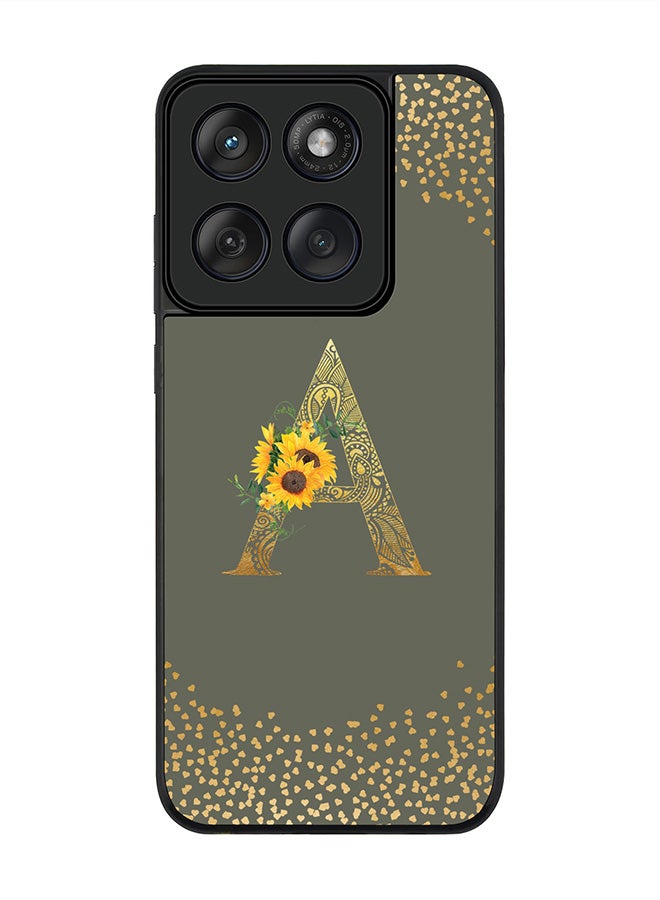 Stylizedd For Motorola MOTO Edge 60 Fusion/ Edge 60 Case,Slim fit Camera Protection, Shockproof Thin Phone cover  - Custom Floral Monogram - A  (Olive Green ) - Image 1