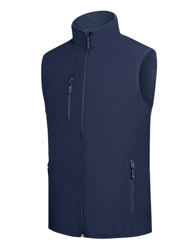 fit space Men's Lightweight Vest Softshell Sleeveless Windproof Jacket with Zipper Pcoket Cycling Travel Hiking Running Golf (Navy, XX-Large) - Image 1