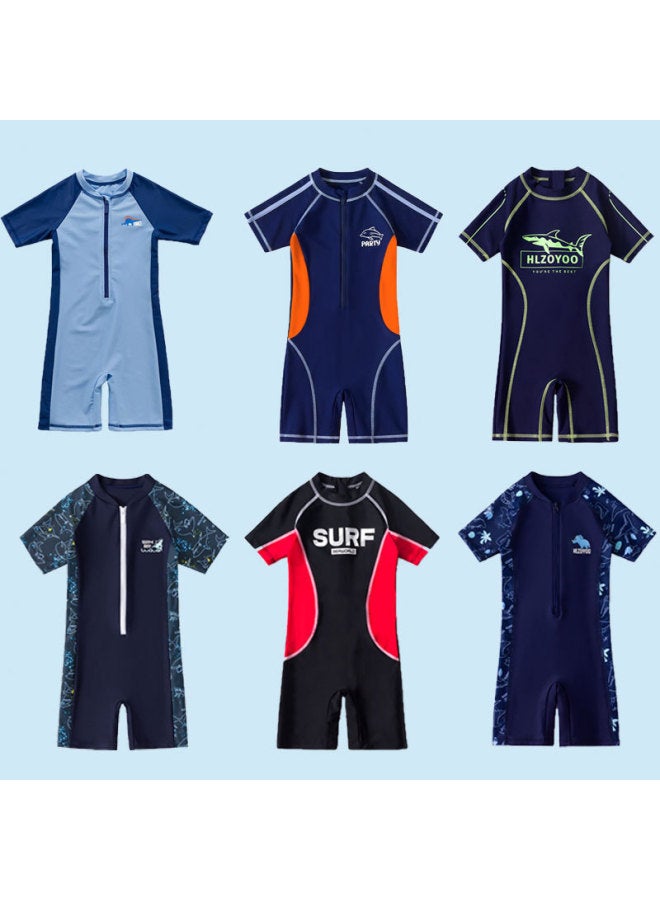 Loquat Children's Swimwear Boys' 2022 Style Big Kids Baby One-piece Quick-drying Sunscreen Swimming Trunks Swimming Equipment Swimwear-Color:Light Gray Small Dinosaur- - Image 2