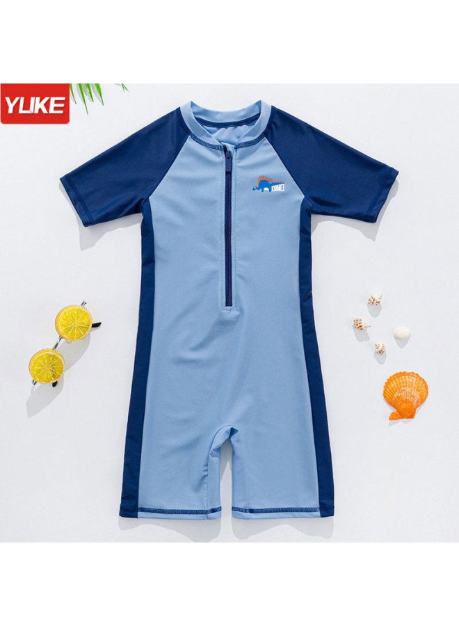 Loquat Children's Swimwear Boys' 2022 Style Big Kids Baby One-piece Quick-drying Sunscreen Swimming Trunks Swimming Equipment Swimwear-Color:Light Gray Small Dinosaur- - Image 1