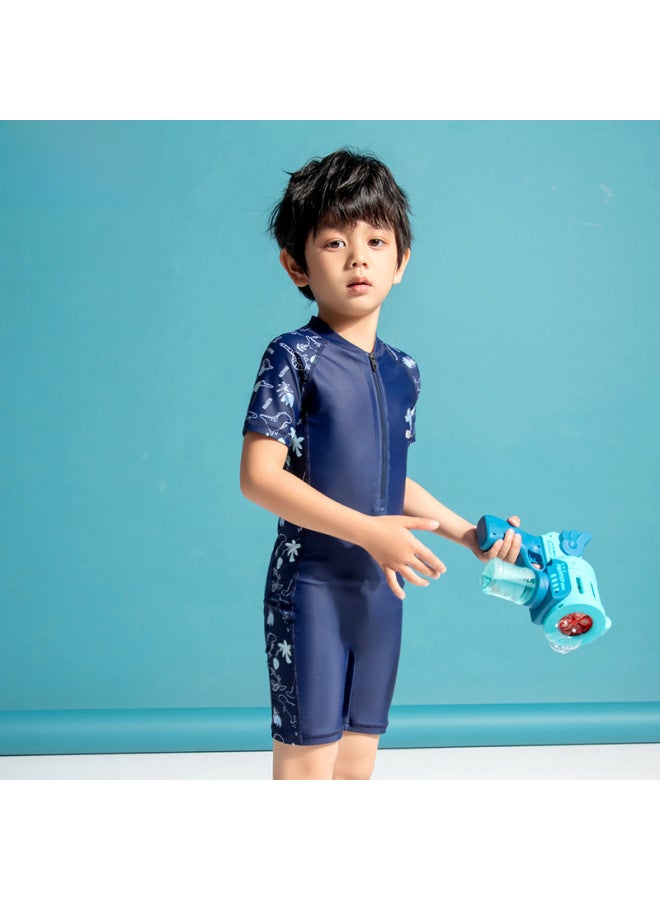 Loquat Children's Swimwear Boys' 2022 Style Big Kids Baby One-piece Quick-drying Sunscreen Swimming Trunks Swimming Equipment Swimwear-Color:Light Gray Small Dinosaur- - Image 3