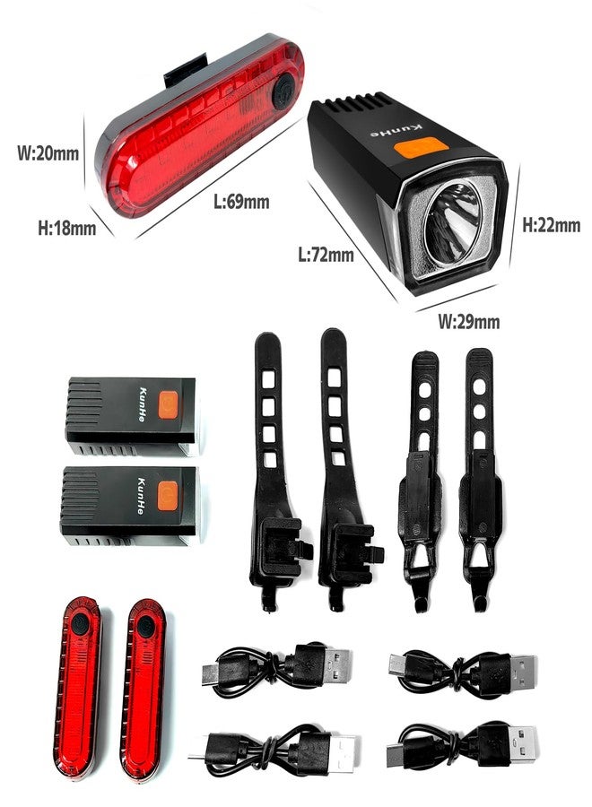 KunHe 4 Pack USB-C Rechargeable Bike Lights Head Lights for Night Riding Men Women & Kids 3 Lights Modes Used as a Safety Indicator Light for Skateboards Strollers and Wheelchairs - Image 3