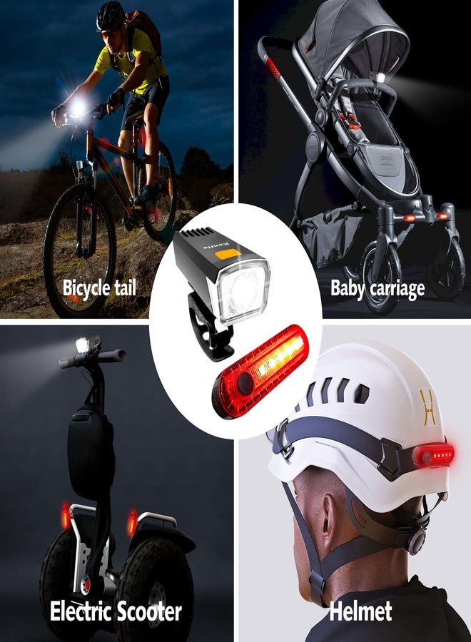 KunHe 4 Pack USB-C Rechargeable Bike Lights Head Lights for Night Riding Men Women & Kids 3 Lights Modes Used as a Safety Indicator Light for Skateboards Strollers and Wheelchairs - Image 4