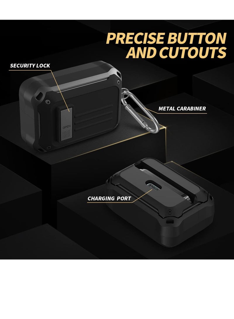 SOLARAE Case for Sony WF-1000XM4(2021), with Secure Lock Armor Series Military Protective Cover Full-Body Shockproof Shell with Keychain (Black) - Image 5