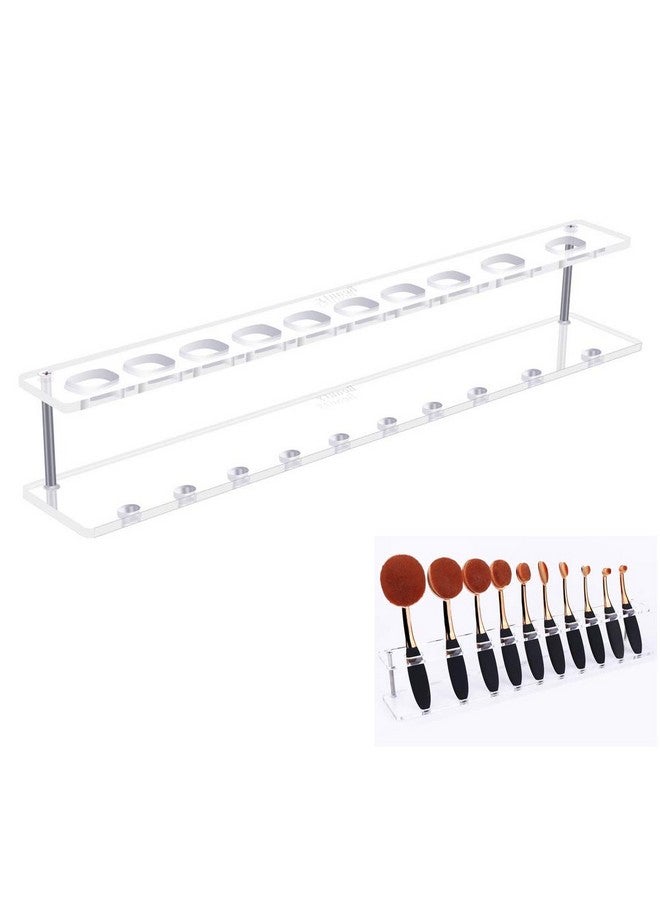Yoseng Makeup Brushes Holder 10Slot Arcylic Oval Makeup Brush Organizer Transparent Comestic Display Shelf (10Holes) - Image 1