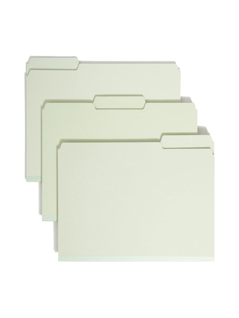 Smead Pressboard File Folder, 1/3-Cut Tab, 2" Expansion, Letter Size, Gray/Green, 25 per Box (13234) - Image 1