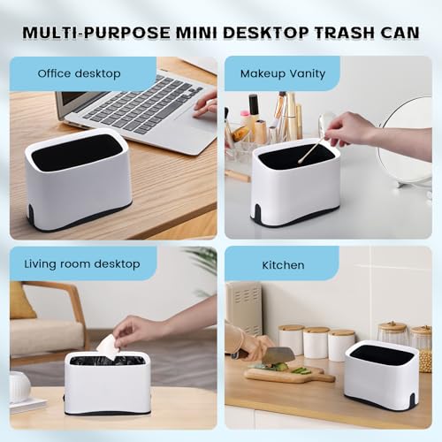 PETOCAT Cat Litter Scoop Holder Universal Scooper Storage Caddy for Most Kitty Poop Shovel, Durable Removable Pet Pooper Stand for Plastic/Metal Waste Scoops, Double-Layer Mini Desktop Trash Can - L White - Image 5