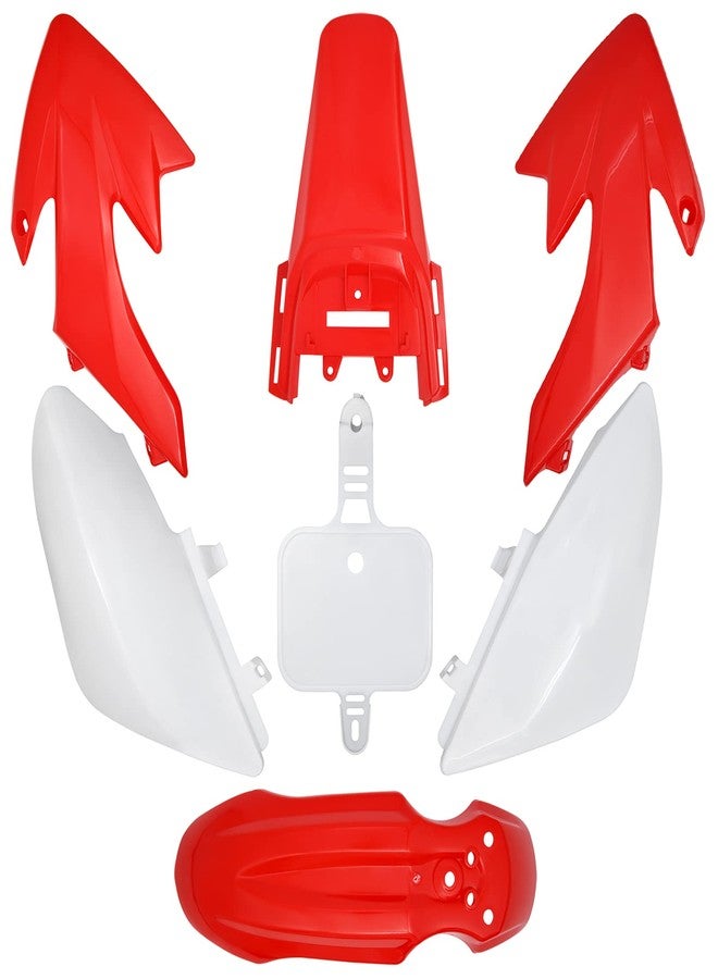 Kie CRF50 Plastic Kit - Red, White Plastic Fender Kit for Honda CRF50, XR50, Pit Dirt Bike - Image 1