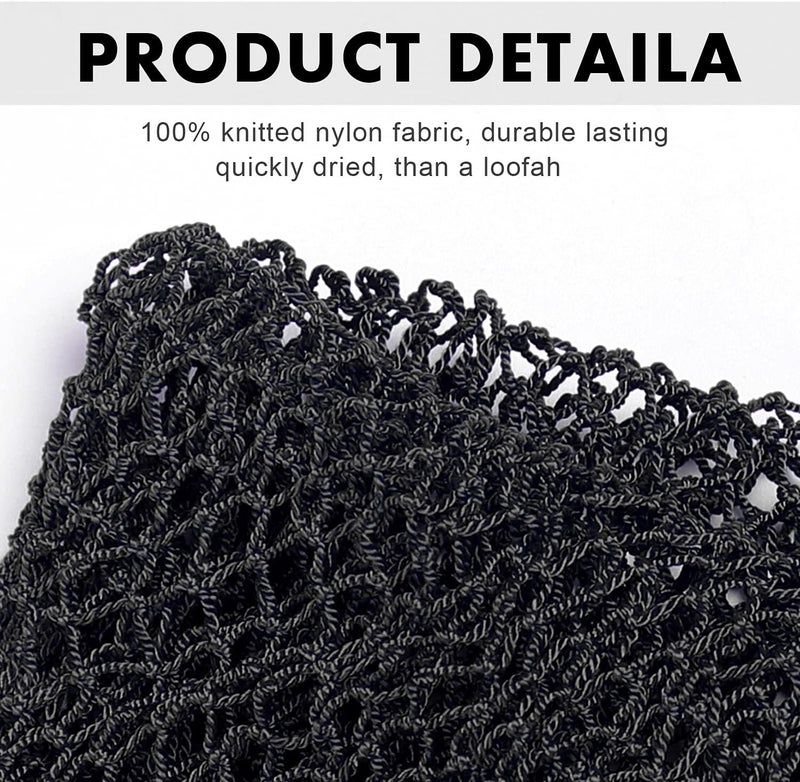 Gemsanva African Net Sponge Authentic Nylon Exfoliating Body Scrubber Bath Sponge Real African Net Exfoliator Bath Sponge Tools Bathing Accessories Black - Image 4