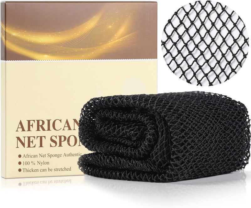 Gemsanva African Net Sponge Authentic Nylon Exfoliating Body Scrubber Bath Sponge Real African Net Exfoliator Bath Sponge Tools Bathing Accessories Black - Image 1