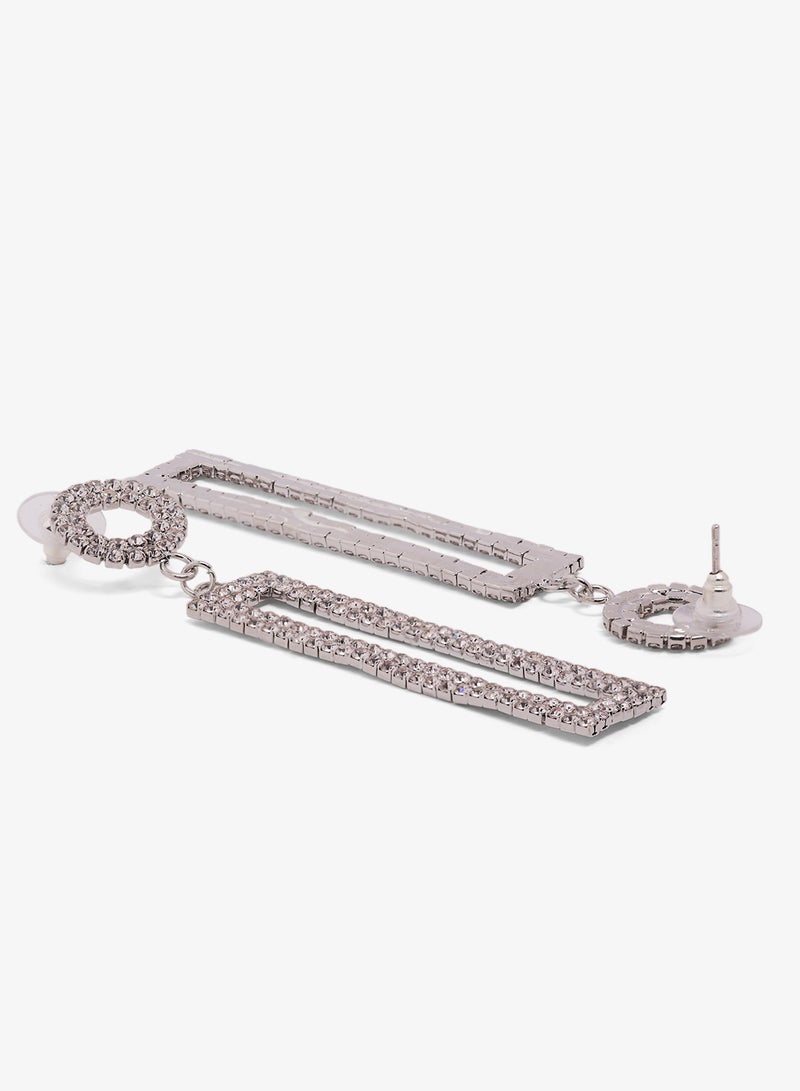 Ella Limited Edition Silver Rhinestone Embellished Drop Down Earrings - Image 2