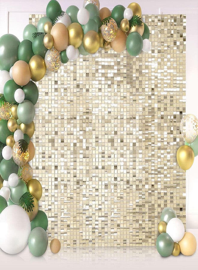 LuoluoHouse 3D Wall Panel Shimmer Wall Backdrop Shine Backdrop Panel for Weddding Party Decoration 24 Pack,Light Gold - Image 1