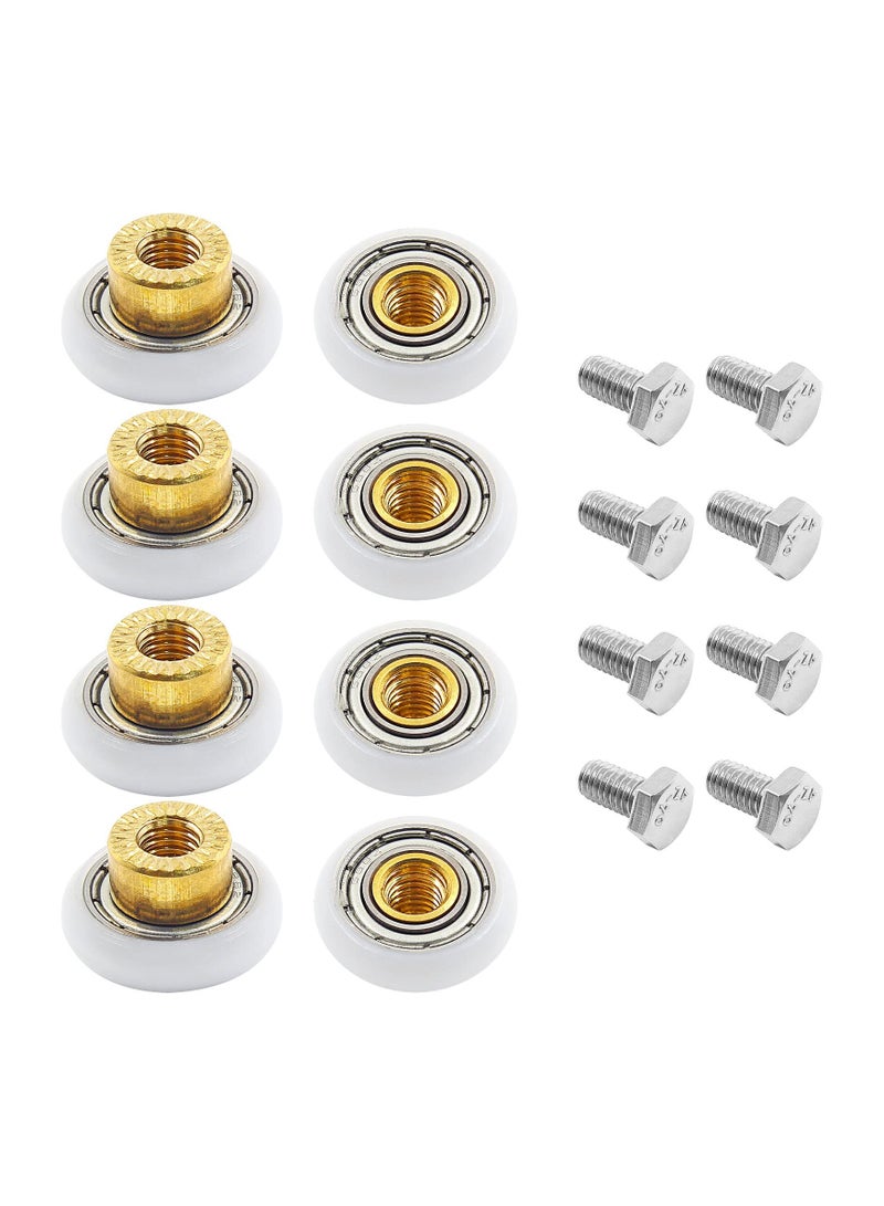 SYOSI 8Pcs Shower Door Roller Runners, 3/4 Inch Sliding Shower Door Wheels Pulleys Replacement Parts for Bathroom Pan Glass Sliding Door（19mm x 5mm） - Image 1