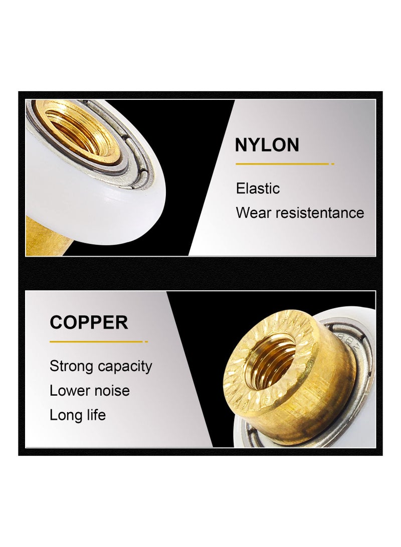 SYOSI 8Pcs Shower Door Roller Runners, 3/4 Inch Sliding Shower Door Wheels Pulleys Replacement Parts for Bathroom Pan Glass Sliding Door（19mm x 5mm） - Image 4