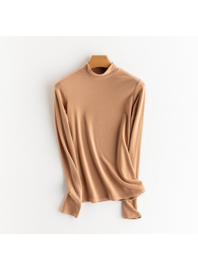 Gift Box! Comparable To "German Velvet" Heating Warm Wool Double-sided Sanding Semi-high Collar Base Shirt With T