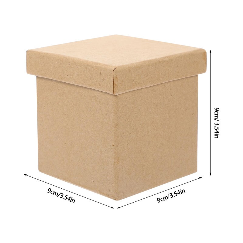 Square Kraft Paper Box 9x9x9 Cm with Lid for Candy Jewelry Storage Holiday Gift Wrapping - Image 3