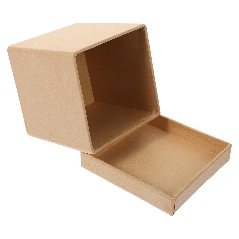 Square Kraft Paper Box 9x9x9 Cm with Lid for Candy Jewelry Storage Holiday Gift Wrapping - Image 2