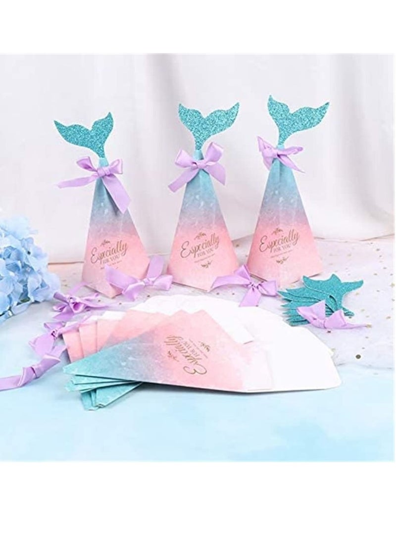 Luckam Candy Boxes Mermaid Party Favor Boxes, Under The Sea Goodie Bags, Mermaid Theme Birthday Party Supplies 50 Pieces - Image 1