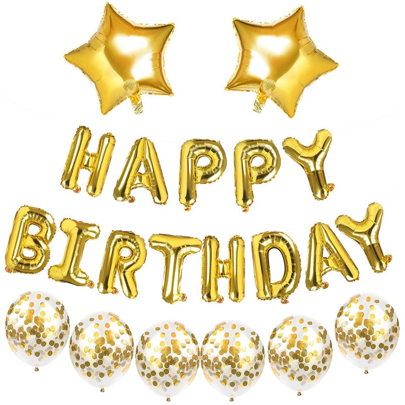 MANGO Happy Birthday Banner Balloons 3D Gold LED Lettering Mylar Foil Letters Party Decor and Event Decorations for Kids and Adults - Image 1