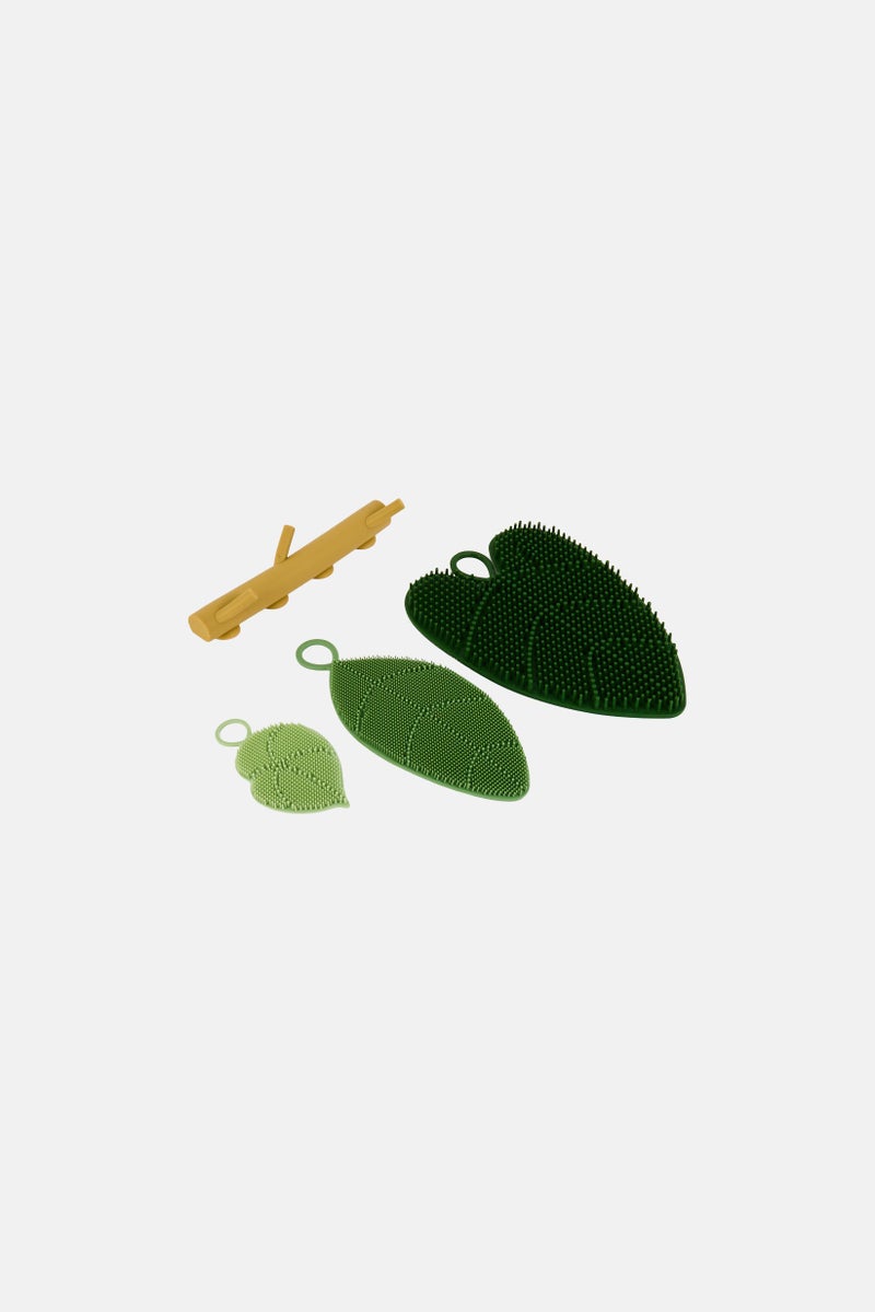 Daily Concepts Silicone Scrubber And Silicone Bamboo Stem Holder Set, Green - Image 2