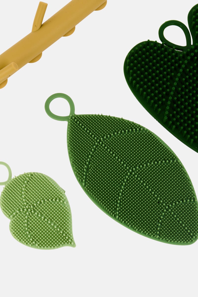 Daily Concepts Silicone Scrubber And Silicone Bamboo Stem Holder Set, Green - Image 3