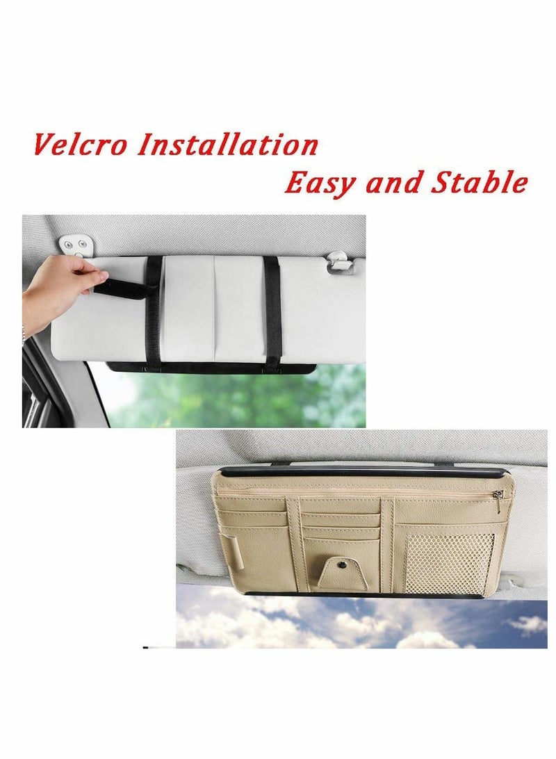 Excefore Car Interior Accessories Pocket Organizer, Car Sun Visor Organizer Auto Visor Pocket and Interior Accessories, Auto Glasses Ticket Documents Folder Mobile Phone Organizer with Hard Back - Image 4