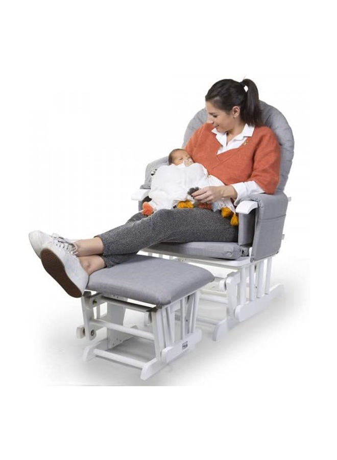 MIILA Nursing Chair Cushions With Storage Pocket, Smooth Rocking Motion, Easy To Assemble, Solid Hardwood Base Light Grey - Image 3