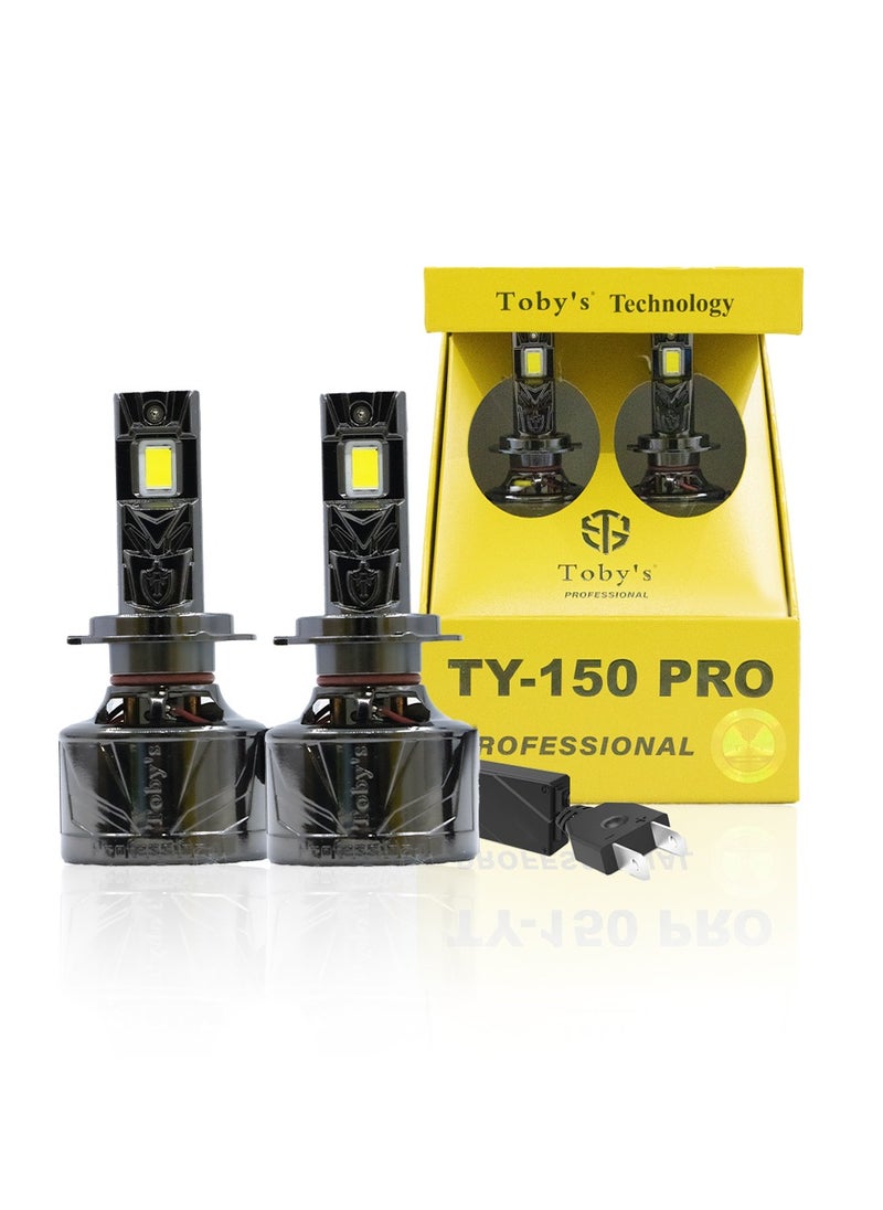 Toby's Toby's TY150 PRO H7 2 Pieces 300W (Pair) Original Tested LED Headlight Bulb Assembly 30000 Lumens(Pair) 150W/Piece Power Xtreme Bright With Color Temperature 6500K  - Image 1