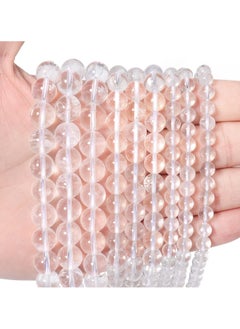 Generic Natural Clear Quartz Crystal Beads Semi Precious Stones Smooth Round Loose Gemstones Jewelry Making String 15 Inches 90-95pcs  - Image 3