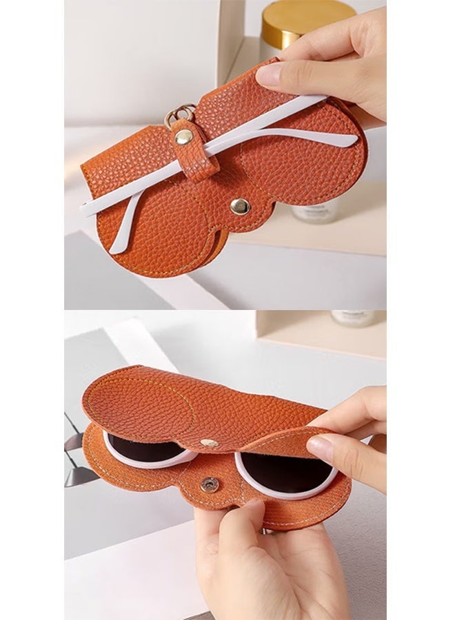 PU Soft Leather Sunglasses Bags, Eyeglass Protection Case, Portable Travel Scratch-Resistant Eyeglass Protection Bags, Pressure-Resistant Storage Bags with Straps, Portable Protection Case, Spectacle Case - Image 4