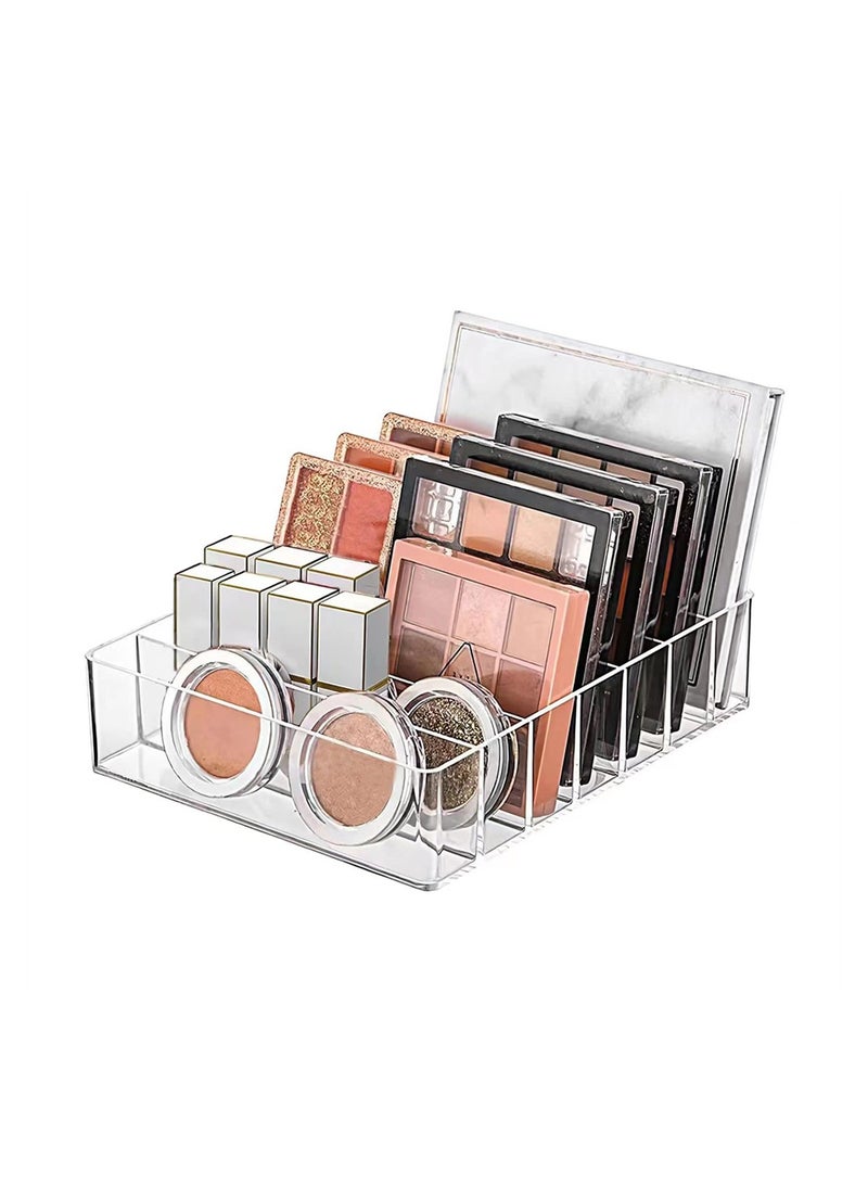 Excefore Makeup Palette Organizer, Clear Acrylic Storage Box, 7 Section Divided Vanity Organize Holder for Drawer and Bathroom Countertop Modern Cosmetics Storage - Image 1