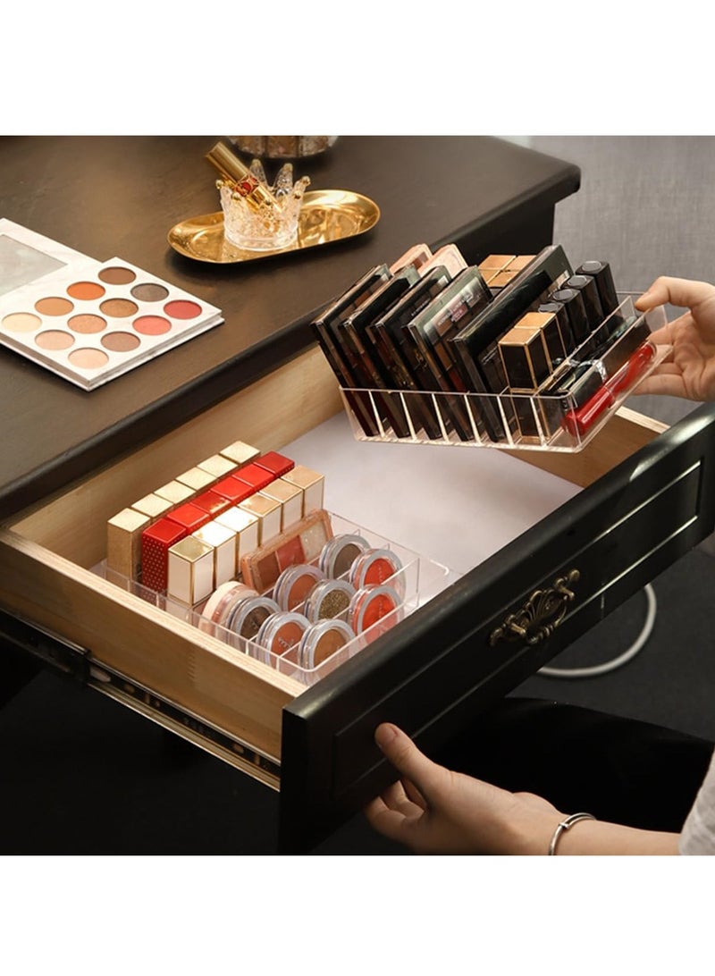 Excefore Makeup Palette Organizer, Clear Acrylic Storage Box, 7 Section Divided Vanity Organize Holder for Drawer and Bathroom Countertop Modern Cosmetics Storage - Image 3