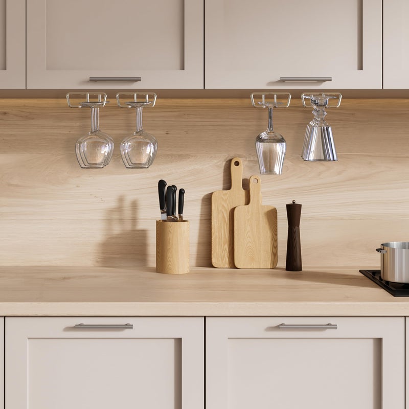 Deco Brothers DecoBros 2PK Single Rail Wine Glass Stemware Rack Holder, Chrome - Image 5