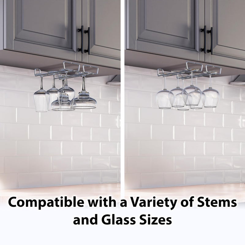 Deco Brothers DecoBros 2PK Single Rail Wine Glass Stemware Rack Holder, Chrome - Image 3