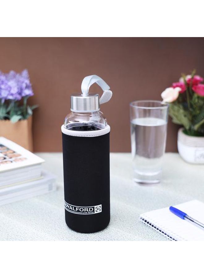Royalford 500Ml/17Oz Borosilicate Glass Bottle With Neoprene Bag Multi Color Assorted Color 500ml - Image 1