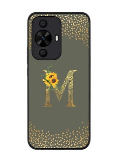 Stylizedd Rugged Black edge case for Huawei nova 12s / Huawei nova 11/ Huawei nova 12 Lite 4G,Custom Monogram Initial Letter Floral Alphabet - M (Olive Green)  - Image 1