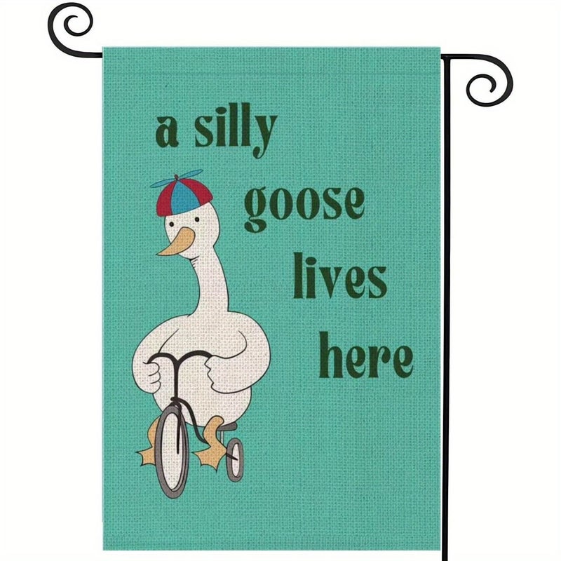 Silly Goose Garden Flag Double Sided 12x18 Inch Funny Outdoor Yard Decor - Image 1
